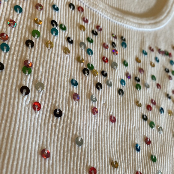 Old Navy Medium White Colorful Sequined Tank Top 🤍 🌈 - Picture 8 of 10